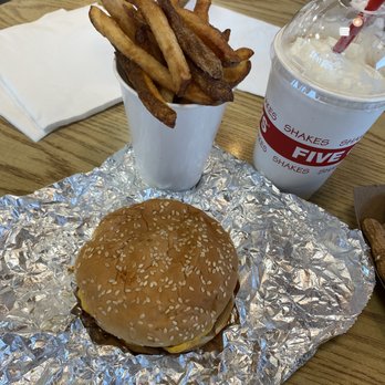 Five Guys - Regular Fries, Little Cheese burger, Shake - Burgers Near Me - Springfield, Oregon