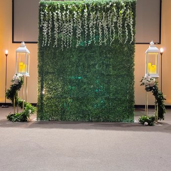 Perfect Events - Our green wall made a great wedding backdrop to hide the church's drum set - Party & Event Planning Near Me - Clive, Iowa Perfect Events - Our green wall made a great wedding backdrop to hide the church's drum set - Party & Event Planning Near Me - Clive, Iowa