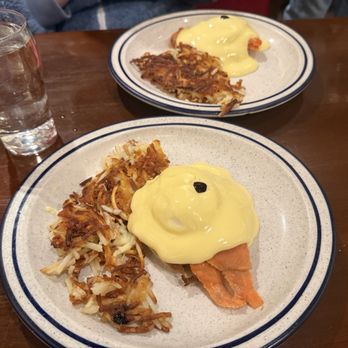 Little Swiss Cafe - Lox (salmon) Eggs Benedict split for two. - Breakfast & Brunch Near Me - Carmel, California