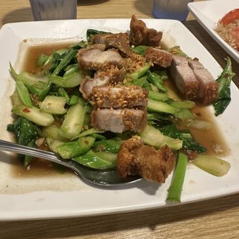 Charm Siam Restaurant - Crispy pork with Chinese broccoli - Noodles Near Me - Long Beach, California Charm Siam Restaurant - Crispy pork with Chinese broccoli - Noodles Near Me - Long Beach, California