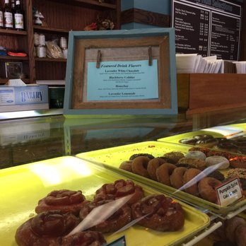 Dutch Oven Bakery - Lavender drink specials and photos of a few donut selections - Bakeries Near Me - Ames, Iowa