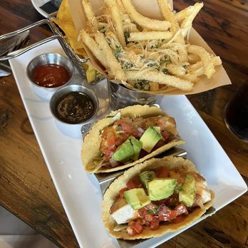 Finney's Crafthouse - Brea - Mahi mahi tacos with truffle fries - New American Near Me - Brea, California