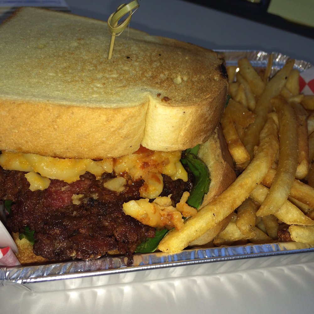 That is bacon Mac n cheese inside a burger. With fries. Who cares if I die tomorrow?