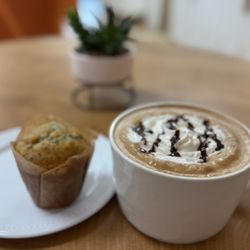 Our Place - 20 Oz Mocha & Lemon Poppy Seed Muffin