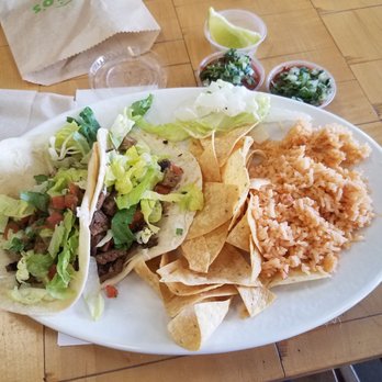 Rubio's Coastal Grill - Steak taco plate with rice and chips. - Mexican Near Me - Oro Valley, Arizona Rubio's Coastal Grill - Steak taco plate with rice and chips. - Mexican Near Me - Oro Valley, Arizona