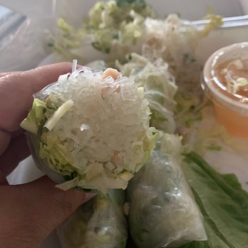 Thai House - "Fresh Spring Rolls" Where is the basil, meat, cucumber or mint? Literally a tiny bit of ground chicken, rice noodles and old lettuce. - Thai Near Me - Modesto, California Thai House - "Fresh Spring Rolls" Where is the basil, meat, cucumber or mint? Literally a tiny bit of ground chicken, rice noodles and old lettuce. - Thai Near Me - Modesto, California