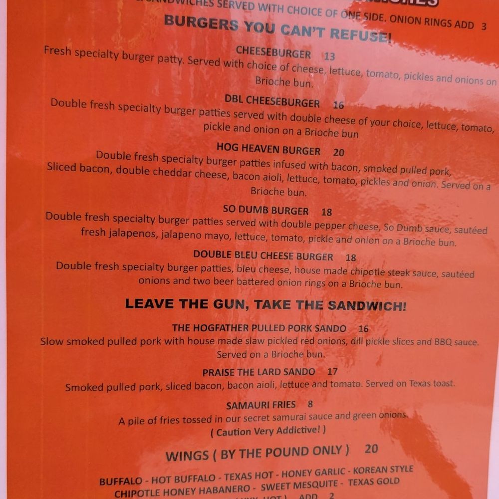The Hogfather - menu - Burgers Near Me - Magnolia, Texas The Hogfather - menu - Burgers Near Me - Magnolia, Texas