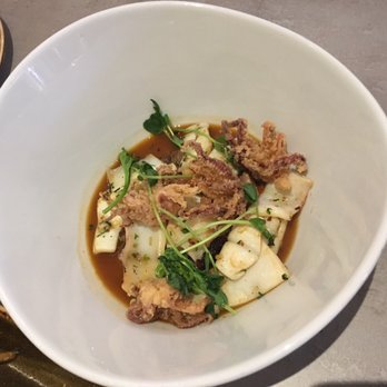 Clarity - Grilled and fried calamari in ramen broth - New American Near Me - Vienna, Virginia Clarity - Grilled and fried calamari in ramen broth - New American Near Me - Vienna, Virginia