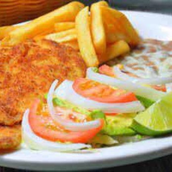 La Cabana Mexican Restaurant - MILANESA two slices of lightly breaded steak or chicken served whit bean, fries lettuce an avocado slices - Mexican Near Me - Comer, Georgia