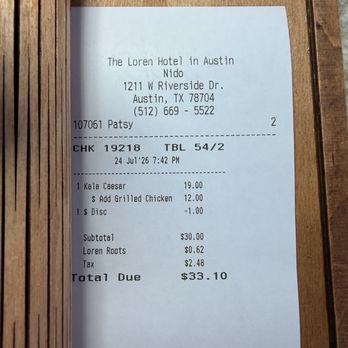 Nido - Bill getting charged extra - New American Near Me - Austin, Texas