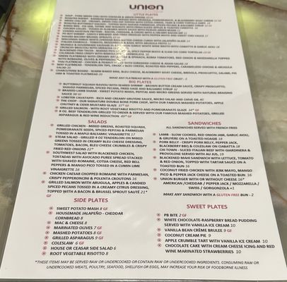 Menu photo 2 Union An American Bistro Castle Rock, CO Menu photo 2 Union An American Bistro Castle Rock, CO