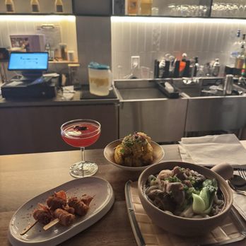 Huuma - Beef udon, hibiscus margarita, corn ribs, beef enoki skewers - Cocktail Bars Near Me - New York, New York