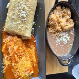 Chili relleno, and Chimichanga combo plate. Chili relleno, and Chimichanga combo plate.