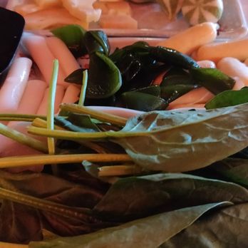 Lataohotpot - Spinach, seaweed knots, rice cakes, bamboo shoots, fish balls, chicken sausage - Hot Pot Near Me - College Park, Maryland