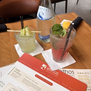 Ethos Greek Bistro - Cucumber vodka drink, watermelon mocktail - Greek Near Me - Coconut Creek, Florida Ethos Greek Bistro - Cucumber vodka drink, watermelon mocktail - Greek Near Me - Coconut Creek, Florida
