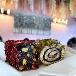 Damask Rose Coffee - Rose and pomegranate (left), Chocolate pistachio (right)