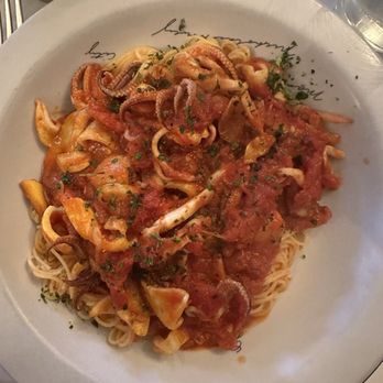 Manducatis - Calamari marinara over angel hair pasta - I substituted the linguini. - Italian Near Me - Long Island City, New York Manducatis - Calamari marinara over angel hair pasta - I substituted the linguini. - Italian Near Me - Long Island City, New York