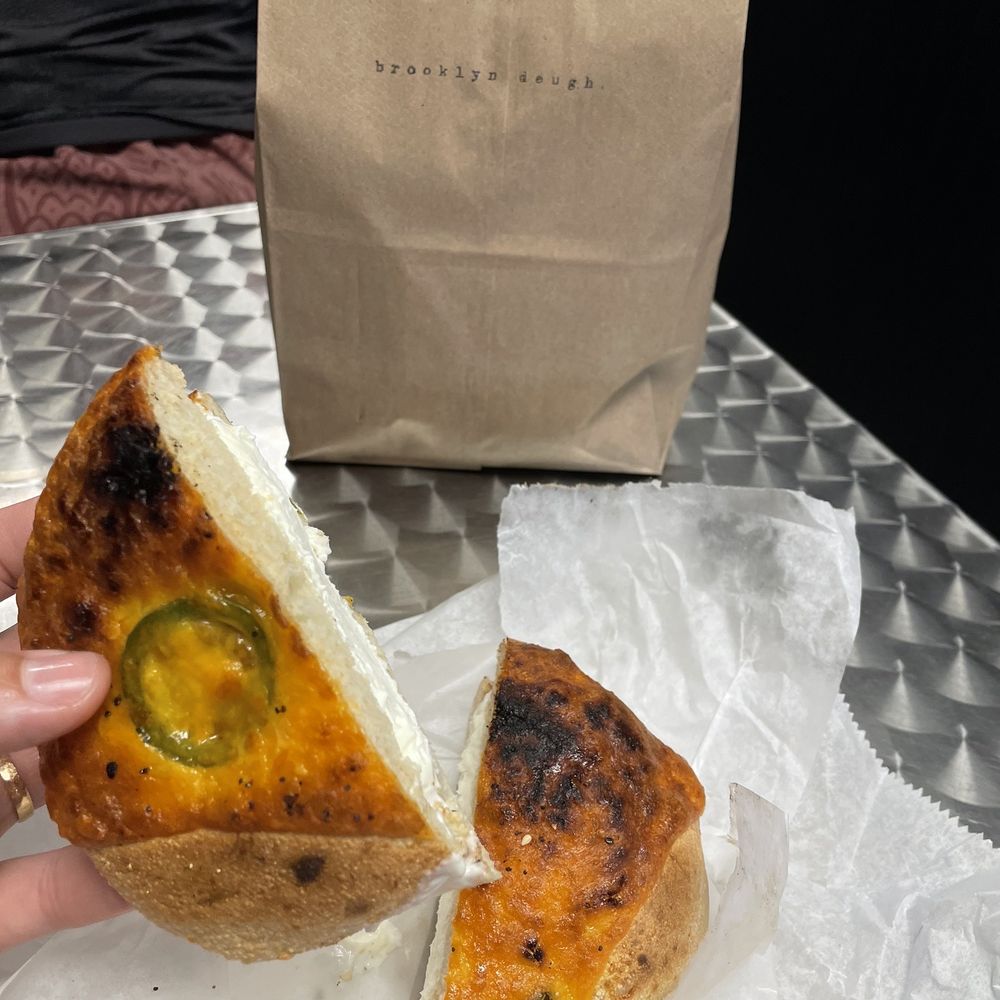 Brooklyn Dough - Jalapeño cheddar bagel with cream cheese - Bagels Near Me - Naples, Florida