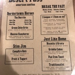 Breakfast menu Breakfast menu