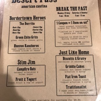 Desert Pass - Breakfast menu - Lounges Near Me - El Paso, Texas Desert Pass - Breakfast menu - Lounges Near Me - El Paso, Texas