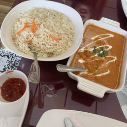 Butter chicken and Bismati rice, unlimited rice fyi Butter chicken and Bismati rice, unlimited rice fyi