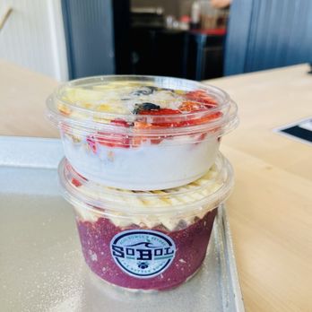 SoBoL - Acai Bowl (classic size) & Coconut Bowl (kids size) on top - Juice Bars & Smoothies Near Me - Lake Mary, Florida SoBoL - Acai Bowl (classic size) & Coconut Bowl (kids size) on top - Juice Bars & Smoothies Near Me - Lake Mary, Florida