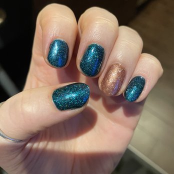 TJ Nails & Spa - Almond shaped nails with sparkly gel polish! - Nail Salons Near Me - Clovis, New Mexico