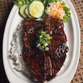 New Saigon - Menu Item #26: Charbroiled Korean BBQ Short Rib Plate (Galbi) - Vietnamese Near Me - Bakersfield, California