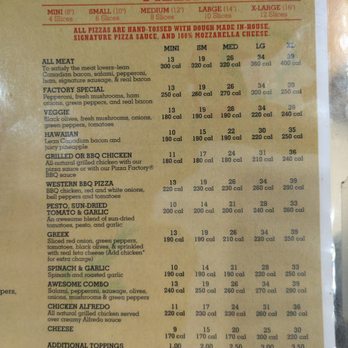 Pizza Factory - Pizza menu. Mon lunch 2024-10-14 - Pizza Near Me - Arnold, California Pizza Factory - Pizza menu. Mon lunch 2024-10-14 - Pizza Near Me - Arnold, California
