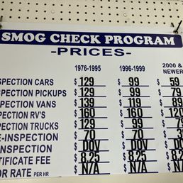 Smog check prices 5/23/2026