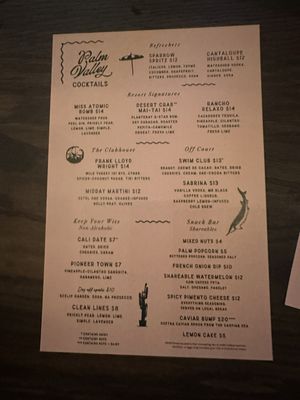 Menu photo 6 Palm Valley Cocktails Dublin, OH