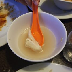 Tin Tai Chinese Restaurant - Remainder of the chicken mushroom soup. No your eyes don't deceive you, yes it looks like boiled water and tastes slightly tangy
