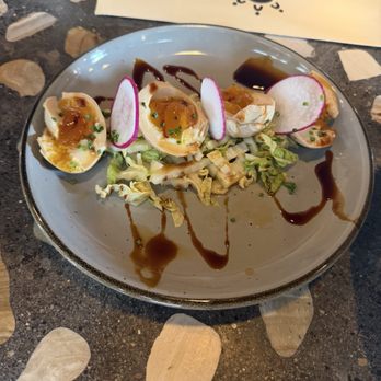 Gather 22 - Miso Egg - not my thing tasted raw - Pizza Near Me - Indianapolis, Indiana
