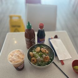 Saltlight Station - Banh Mi & Pho - Pan Seared Shrimp Pho (3PD)  Milk Tea (3PD)