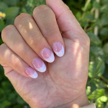 Beaute Nail & Spa - Short almond acrylics French set with white glitter tips! - Nail Salons Near Me - Gilbert, Arizona Beaute Nail & Spa - Short almond acrylics French set with white glitter tips! - Nail Salons Near Me - Gilbert, Arizona