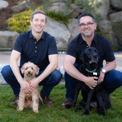 Lakefront Family Dentistry - Dr. Mark Phillpe, Dr. Derek Hauser, Nilla and Stella. Our dentists and dental therapy dogs our patients love at Lakefront Family Dentistry!