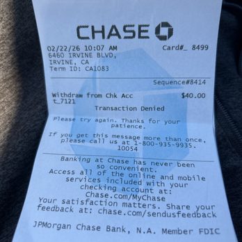 Chase Bank - ATM has been broke for over a month. Morons. - Banks & Credit Unions Near Me - Irvine, California Chase Bank - ATM has been broke for over a month. Morons. - Banks & Credit Unions Near Me - Irvine, California
