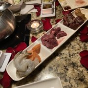 Photo of The Melting Pot - Greenville, SC, United States. Shrimp, salmon, sirloin, teriyaki beef and chicken