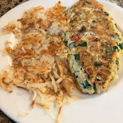 Mediterranean Sunrise Omelette with hash browns