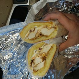 Chicken bullet hero with melted mozzarella and topped w coleslaw Chicken bullet hero with melted mozzarella and topped w coleslaw