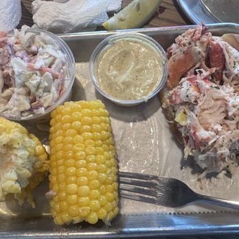 Shuckin' Shack Oyster Bar - Lobster roll with a bite or 2 and corn. Yummy. - Seafood Near Me - Charleston, South Carolina Shuckin' Shack Oyster Bar - Lobster roll with a bite or 2 and corn. Yummy. - Seafood Near Me - Charleston, South Carolina