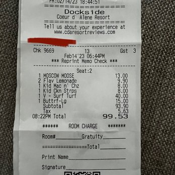 Dockside - Receipt - Salad Near Me - Coeur D Alene, Idaho Dockside - Receipt - Salad Near Me - Coeur D Alene, Idaho