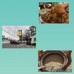 Pizza Palace - Sign Val's with Combo Seafood Dinner and clam chowder