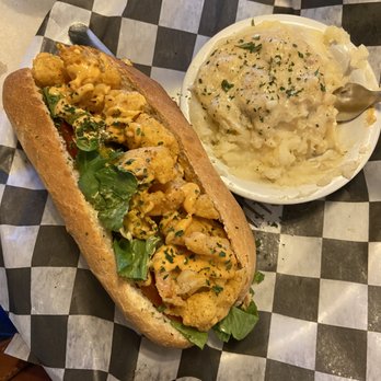 Cajun Craft - Shrimp Po-boy all the way, side of mashed potatoes - Cajun/Creole Near Me - Waco, Texas Cajun Craft - Shrimp Po-boy all the way, side of mashed potatoes - Cajun/Creole Near Me - Waco, Texas