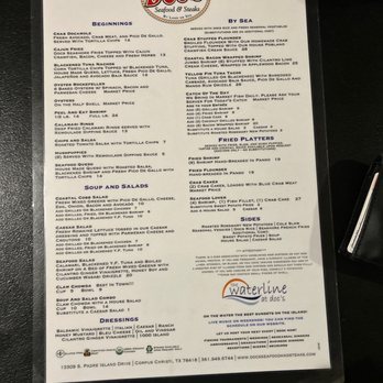 Doc's Seafood & Steaks - Menu - Seafood Near Me - Corpus Christi, Texas