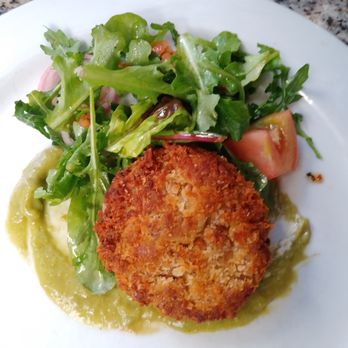 Petit Valentien - Crab Cake , Spicy Avocado Sauce - French Near Me - Santa Barbara, California