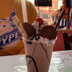 Candy Lane Milkshake Bar - Old fashioned chocolate shake with Reese's pb cup mix ins