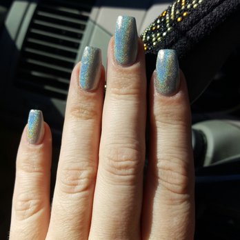 Diva Nails - Beautiful coffin shaped acrylic with holographic gel polish - Waxing Near Me - Latham, New York