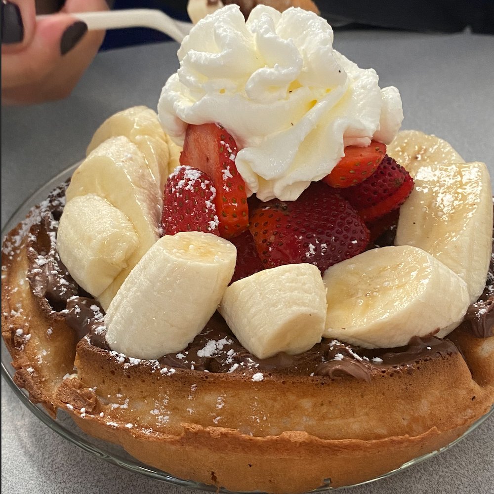 Coffee and Tea Traders - Belgium Waffle w/ Nutella & fruits - Coffee & Tea Near Me - Alameda, California Coffee and Tea Traders - Belgium Waffle w/ Nutella & fruits - Coffee & Tea Near Me - Alameda, California