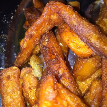 Eureka! - Close up of the ridiculously good sp fries. Dripping in a sweet/smokey syrup and a sugar/cinnamon salt. These are plain ridiculous. - American Near Me - Indian Wells, California Eureka! - Close up of the ridiculously good sp fries. Dripping in a sweet/smokey syrup and a sugar/cinnamon salt. These are plain ridiculous. - American Near Me - Indian Wells, California